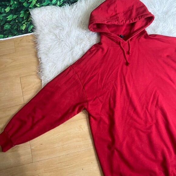 TopShop red oversized long sleeves hoodie sweater - Picture 5 of 10